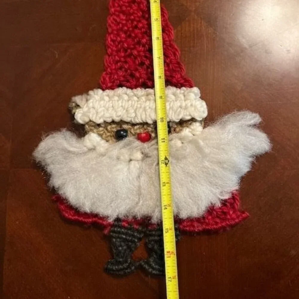 Vintage Handmade Macrame Santa Claus Ornament‎ rustic christmas decor